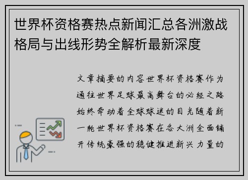 世界杯资格赛热点新闻汇总各洲激战格局与出线形势全解析最新深度 世界杯资格赛热点新闻汇总各洲激战格局与出线形势全解析最新深度